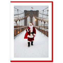 Santa on Brooklyn Bridge Handmade Photo Card from NYChristmasGifts.com