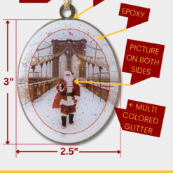 Santa on Brooklyn Bridge New York - Christmas Ornament - Image 3