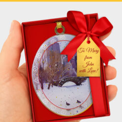 Alternative view of Love Bridge in Central Park New York City Christmas Tree Decoration Ornament