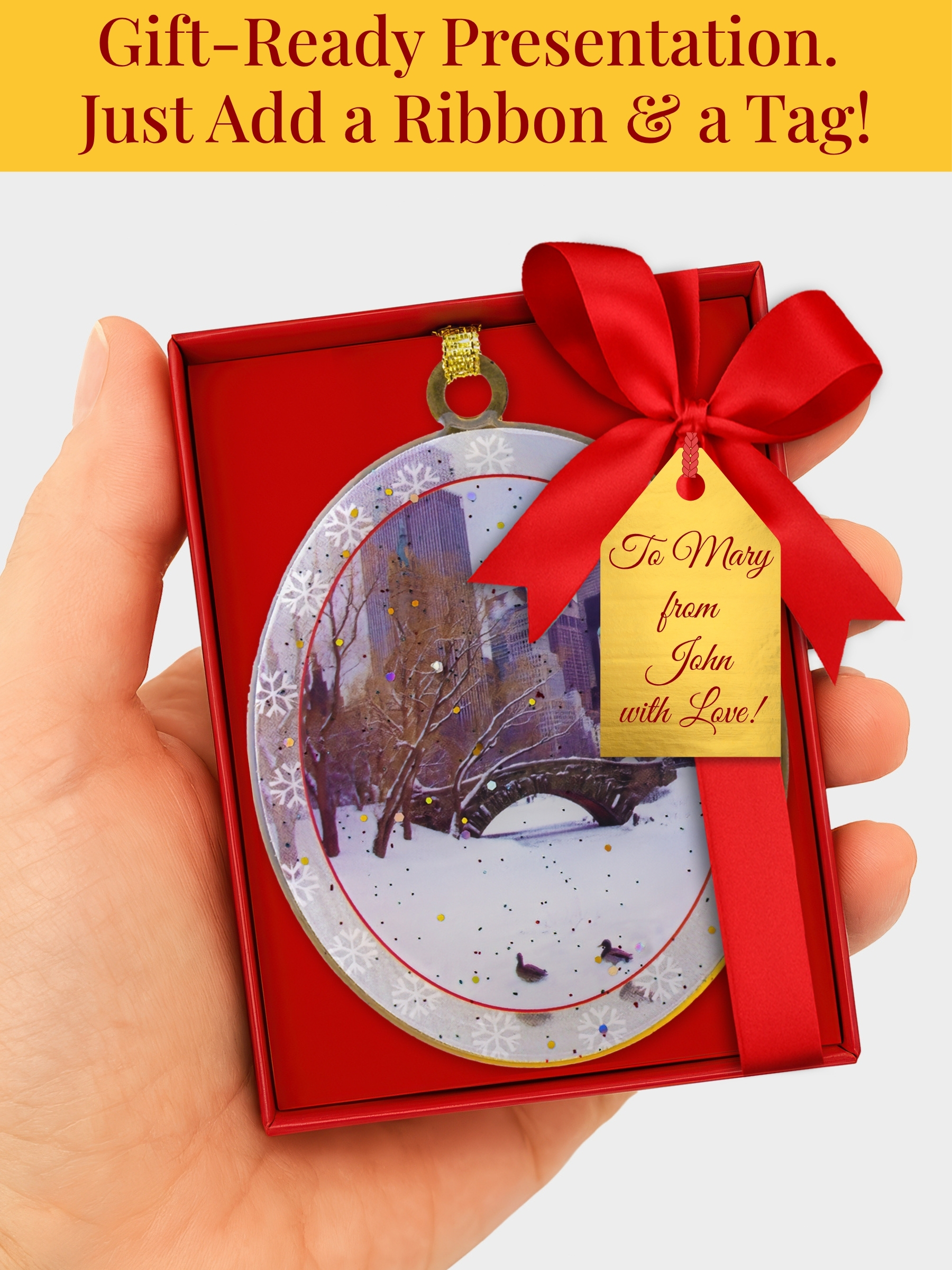 Love Bridge in Central Park New York City Christmas Tree Decoration Ornament - Image 2