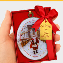 Alternative view of Santa on Brooklyn Bridge New York - Christmas Ornament
