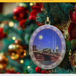 Brooklyn Bridge & Memorial Lights Christmas Ornament Tree Decoration