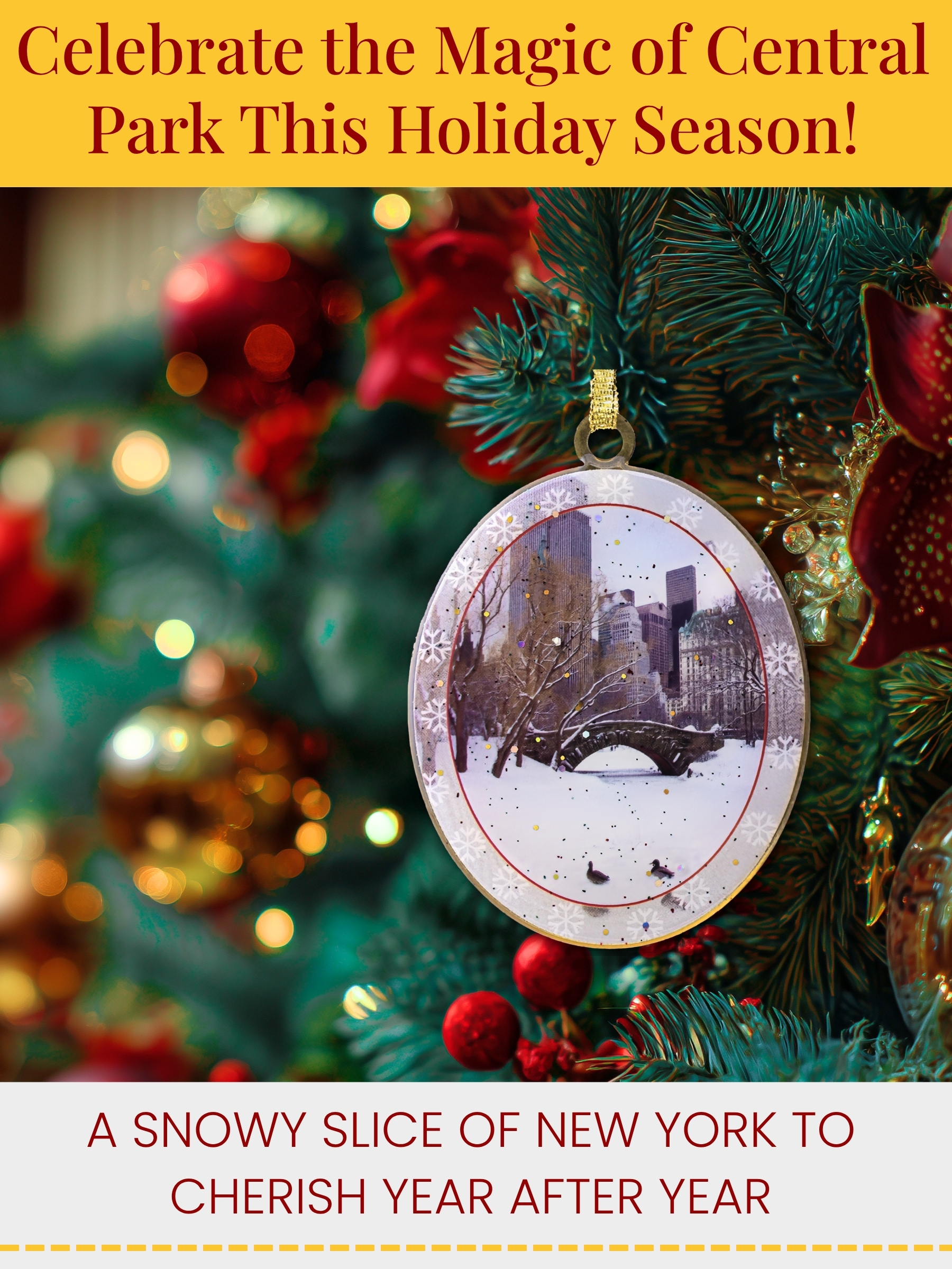 Love Bridge in Central Park New York City Christmas Tree Decoration Ornament - Image 4