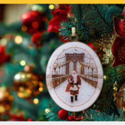 Santa on Brooklyn Bridge New York - Christmas Ornament - Image 4