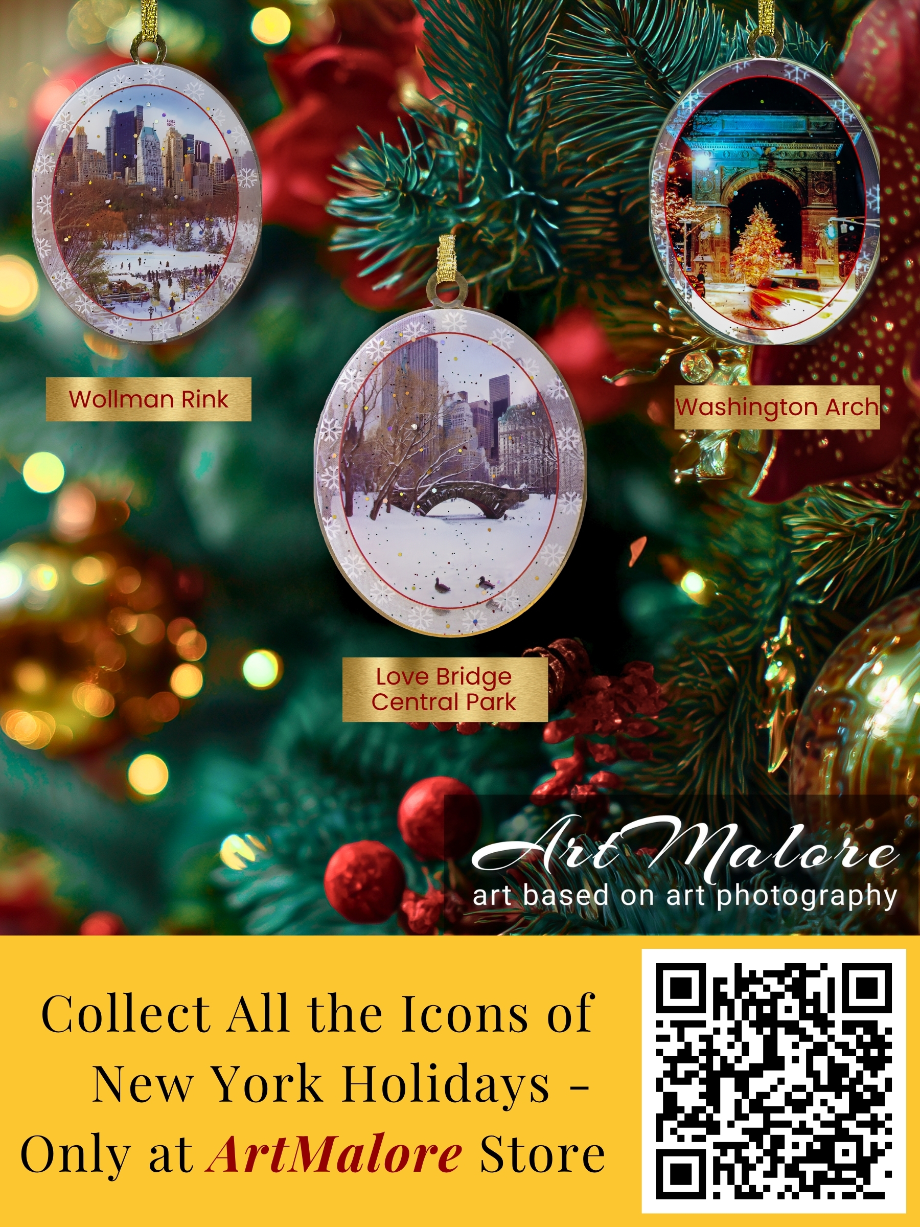 Love Bridge in Central Park New York City Christmas Tree Decoration Ornament - Image 8