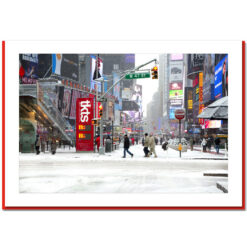 Snow on Times Square Ticket Line - Handmade Photo Card