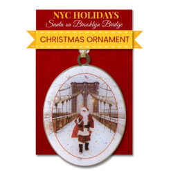 Santa on Brooklyn Bridge Snow Christmas Ornament Tree