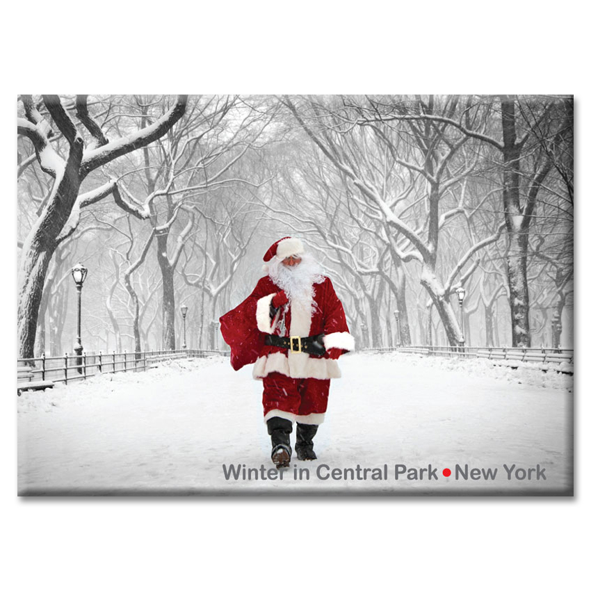 New York Photo Magnet Santa Poet Walk Central Park NY Christmas Gifts