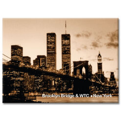 WTC and Brooklyn Bridge Night New York Photo Magnet