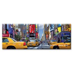 Yellow Cabs on Times Square Panorama New York Photo Magnet