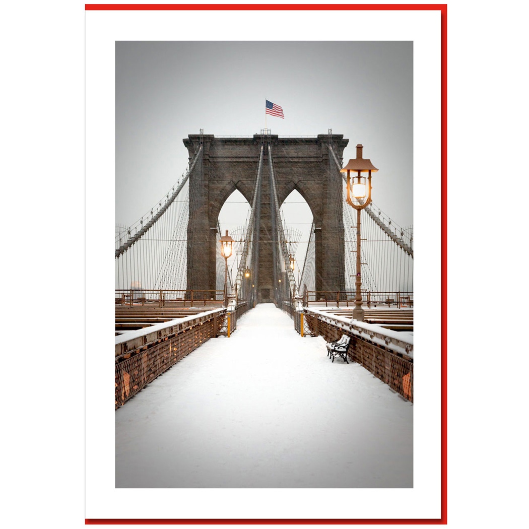 Snow on Brooklyn Bridge – NY Christmas Photo Card  NY 