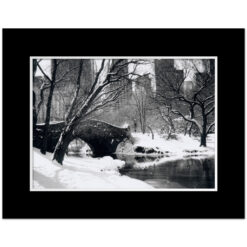 Love Bridge Central Park New York Black White Art Print NY MP-1006 Black Mat