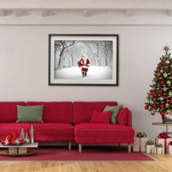 Santa Poet Walk Central Park Art Print Poster Red Christmas Room Decor