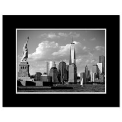 Statue Liberty Freedom Tower Black White Art Print Poster MP1160 Print Black Mat