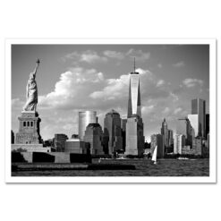 Statue Liberty Freedom Tower Black White Art Print Poster MP1160 Print