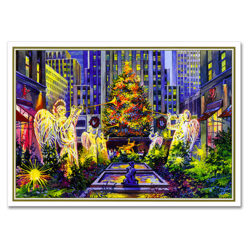  Rockefeller Center Christmas Tree New York City Christmas  Holiday Greeting Card Set of 6 5x7 inch Cards with Red Envelopes. Unique  Holiday Stationery Collection Greeting Note Cards Christmas in NYC 