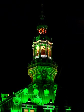 Helmsley Building Christmas Lights on a Top