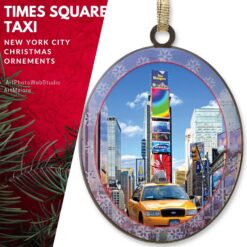 Alternative view of Times Square Taxi New York Christmas Ornament