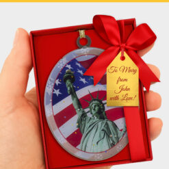 Statue of Liberty and American Flag Christmas Ornament Tree Decoration