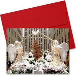 MC-3204 Christmas Angels at Rockefeller Center Boxed Cards with Red Envelopes set of 12 from NY Christmas Gifts Store