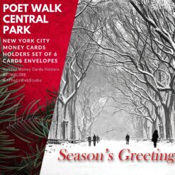 Alternative view of Holidays Money Greeting Cards Holders - Poet Walk in Central Park Snow -  Set of 6 Cards, 6 Envelopes. Holidays in NYC Collection