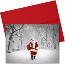 BMC3209 Santa Walking on Poet Lane in Central Park boxed cards from NY Christmas Gifts