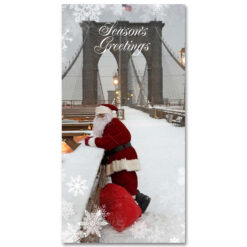 MCH-3215 Santa Watching TRaffic on Brooklyn Bridge NYC Christmas Money Cards Set from NY Christmas Gifts