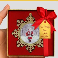 Santa Walking in Central Park - NYC Holidays Snowflake Ornament