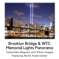 1WTC Brooklyn Bridge and Memorial Lights New York City Fridge Magnet NYPM7004