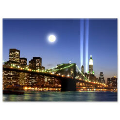 Brooklyn Bridge and WTC Memorial Lights Panorama Memorabilia Magnet M7010