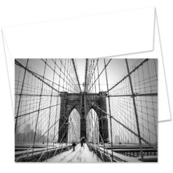Alternative view of Brooklyn Bridge Snow New York City Holidays Greeting Cards Set of 6