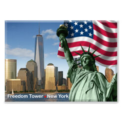 Freedom Tower Statue of Liberty and American Flag Fridge Magnet M7015