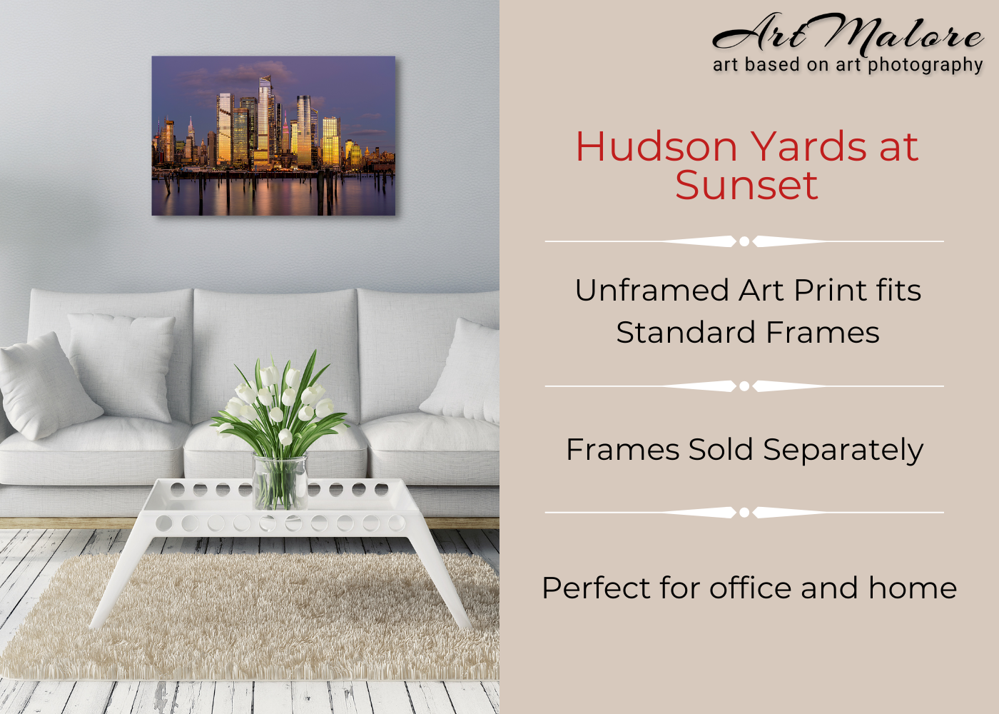 Hudson Yards View from NJ Dusk New York City Fine Art Print Decorative AP1178