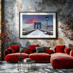 Brooklyn Bridge Snow at Sunset Panorama Fine Art Print