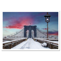 Brooklyn Bridge Snow at Sunset Panorama Fine Art Print