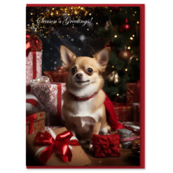 Chihuahua with Gifts Christmas Card from NYChristmasGifts.com